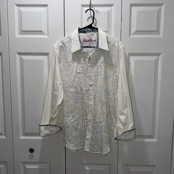 Robert Graham Other - Robert Graham Size XL Classic Fit White and Blue Embroidered Long Sleeve Shirt